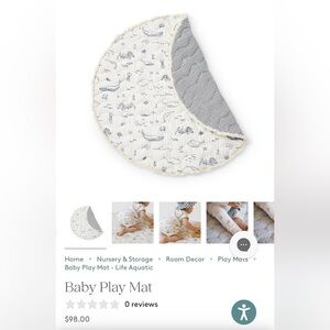 Pehr Reversible Baby Play Mat - blue and white life aquatic